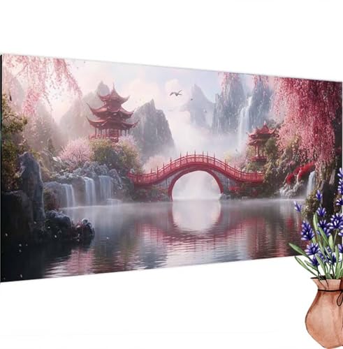 Diamond Painting Japanisch, Brücke Diamond Painting Erwachsene Groß 100x50 cm DIY 5D Diamant Kunst Kinder Anfänger Set, Diamant Stickerei Bastelset Erwachsene Frauen für Zimmer Deko, Geschenke k-301 von Canuhkun