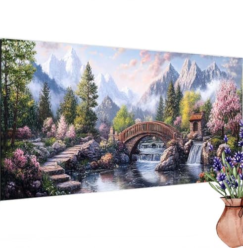 Diamond Painting Japanisch, Brücke Diamond Painting Erwachsene Groß 95x45 cm DIY 5D Diamant Kunst Kinder Anfänger Set, Diamant Stickerei Bastelset Erwachsene Frauen für Zimmer Deko, Geschenke k-451 von Canuhkun