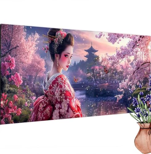 Diamond Painting Japanisch, Mädchen Diamond Painting Erwachsene Groß 80x40 cm DIY 5D Diamant Kunst Kinder Anfänger Set, Diamant Stickerei Bastelset Erwachsene Frauen für Zimmer Deko, Geschenke k-393 von Canuhkun