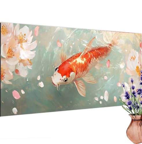 Diamond Painting Koi,Blume Diamond Painting Erwachsene Groß 110x55 cm DIY 5D Diamant Kunst Kinder Anfänger Set, Diamant Stickerei Malerei Bastelset Erwachsene Frauen für Zimmer Deko, Geschenke k-273 von Canuhkun