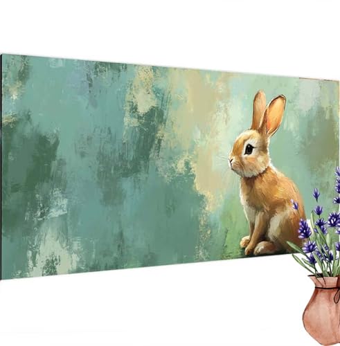 Diamond Painting Niedlich, Hase Diamond Painting Erwachsene Groß 100x50 cm DIY 5D Diamant Kunst Kinder Anfänger Set, Diamant Stickerei Bastelset Erwachsene Frauen für Zimmer Deko, Geschenke k-223 von Canuhkun