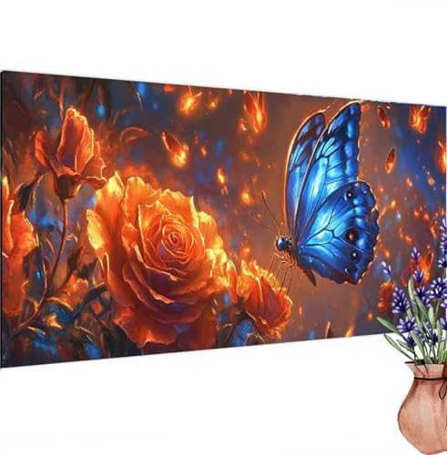 Diamond Painting Schmetterling,Blume Diamond Painting Erwachsene Groß 80x40 cm DIY 5D Diamant Kunst Kinder Anfänger Set,Diamant Stickerei Bastelset Erwachsene Frauen für Zimmer Deko ,Geschenke k-433 von Canuhkun