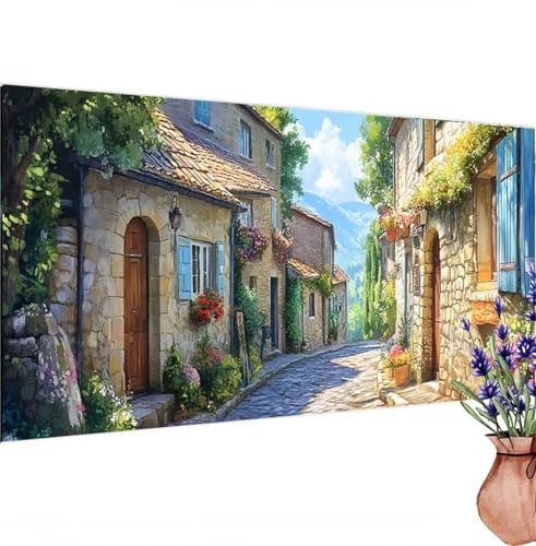 Diamond Painting Stadt,Retro Diamond Painting Erwachsene Groß 80x40 cm DIY 5D Diamant Kunst Kinder Anfänger Set,Diamant Stickerei Bastelset Erwachsene Frauen für Zimmer Deko Wohnzimmer,Geschenke k-298 von Canuhkun