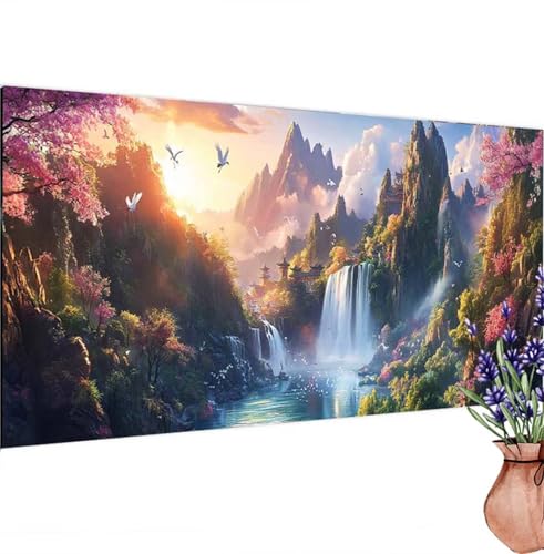 Diamond Painting Wasserfall, Wald Diamond Painting Erwachsene Groß 100x50 cm DIY 5D Diamant Kunst Kinder Anfänger Set, Diamant Stickerei Bastelset Erwachsene Frauen für Zimmer Deko, Geschenke k-266 von Canuhkun