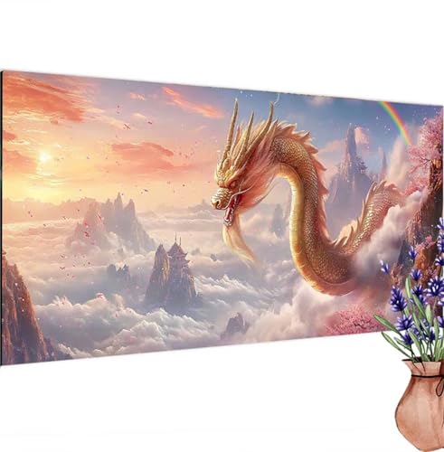 Diamond Painting Wolke,Drache Diamond Painting Erwachsene Groß 80x40 cm DIY 5D Diamant Kunst Kinder Anfänger Set,Diamant Stickerei Bastelset Erwachsene Frauen Zimmer Deko Wohnzimmer,Geschenke k-194 von Canuhkun