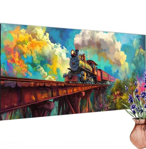 Diamond Painting Zug,Wolken Diamond Painting Erwachsene Groß 100x50 cm DIY 5D Diamant Kunst Kinder Anfänger Set,Diamant Stickerei Bastelset Erwachsene Frauen für Zimmer Deko Wohnzimmer,Geschenke k-364 von Canuhkun