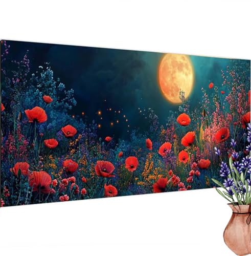 Mond Diamond Painting XXL 120x60 cm,Diamant Painting Bilder Blume Muster,DIY 5D Full Drill Crystal Art Stickerei Kreuzstich Malerei Basteln Set,Kreatives für Mädchen Geschenke,Wanddeko Aesthetic k-473 von Canuhkun