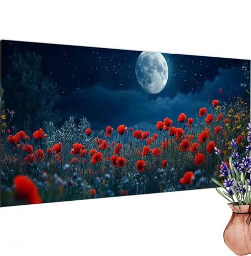 Mond Diamond Painting XXL 135x65 cm,Diamant Painting Bilder Blume Muster,DIY 5D Full Drill Crystal Art Stickerei Kreuzstich Malerei Basteln Set,Kreatives für Mädchen Geschenke,Wanddeko Aesthetic k-282 von Canuhkun