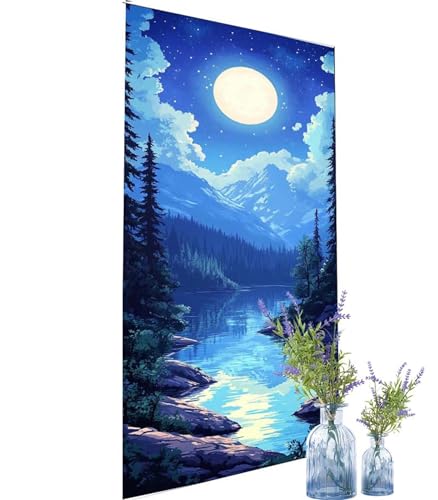 Mond Diamond Painting XXL 135x65 cm,Diamant Painting Bilder See Muster,DIY 5D Full Drill Crystal Art Stickerei Kreuzstich Malerei Basteln Set,Kreatives für Mädchen Geschenke,Wanddeko Aesthetic k-876 von Canuhkun