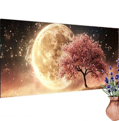 Mond Diamond Painting XXL 140x70 cm,Diamant Painting Bilder Baum Muster,DIY 5D Full Drill Crystal Art Stickerei Kreuzstich Malerei Basteln Set,Kreatives für Mädchen Geschenke,Wanddeko Aesthetic k-189 von Canuhkun