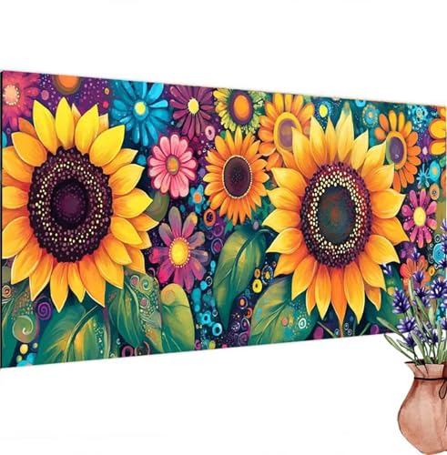 Sonnenblume Diamond Painting XXL 110x55 cm, Diamant Painting Bilder Abstraktion Muster, DIY 5D Full Drill Crystal Art Malerei Basteln Set, Kreatives für Mädchen Geschenke, Wanddeko Aesthetic k-454 von Canuhkun