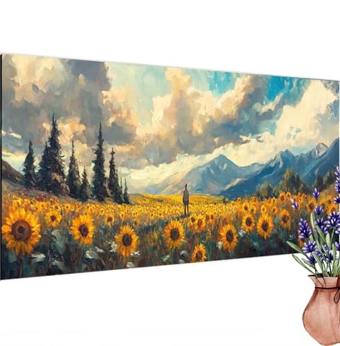 Sonnenblume Diamond Painting XXL 140x70 cm,Diamant Painting Bilder Wolken Muster,DIY 5D Full Drill Crystal Art Stickerei Malerei Basteln Set,Kreatives für Mädchen Geschenke,Wanddeko Aesthetic k-543 von Canuhkun