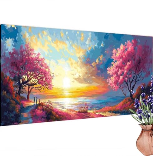 Sonnenuntergang Diamond Painting XXL 140x70 cm,Diamant Painting Bilder Baum Muster,DIY 5D Full Drill Crystal Art Stickerei Malerei Basteln Set,Kreatives für Mädchen Geschenke,Wanddeko Aesthetic k-424 von Canuhkun