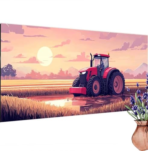 Traktor Diamond Painting XXL 110x55 cm, Diamant Painting Bilder Mond Muster, DIY 5D Full Drill Crystal Art Stickerei Malerei Basteln Set, Kreatives für Mädchen Geschenke, Wanddeko Aesthetic k-514 von Canuhkun