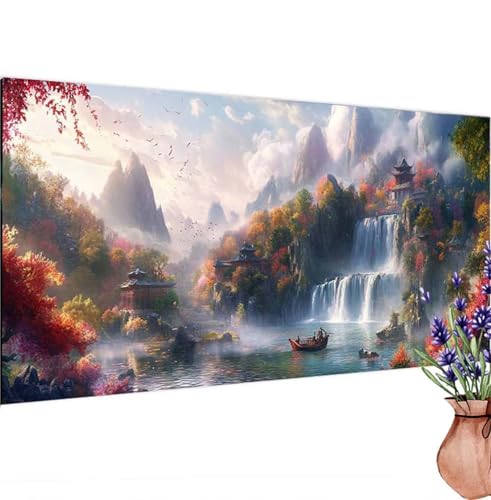 Wasserfälle Diamond Painting XXL 110x55 cm, Diamant Painting Bilder Landschaft Muster, DIY 5D Full Drill Crystal Art Malerei Basteln Set, Kreatives für Mädchen Geschenke, Wanddeko Aesthetic k-442 von Canuhkun