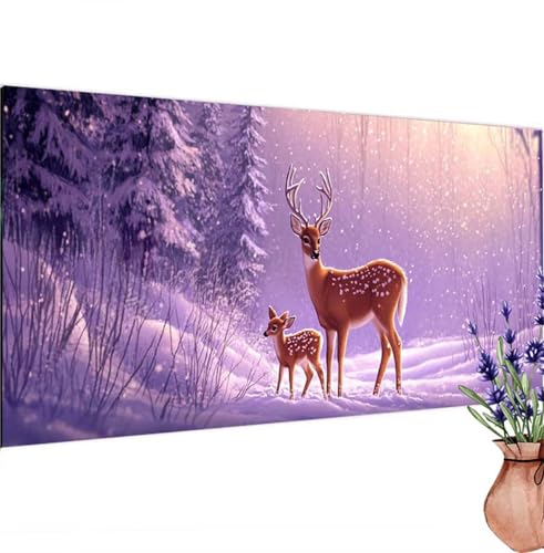 Winter Diamond Painting XXL 135x65 cm, Diamant Painting Bilder Hirsche Muster, DIY 5D Full Drill Crystal Art Stickerei Malerei Basteln Set, Kreatives für Mädchen Geschenke, Wanddeko Aesthetic k-370 von Canuhkun