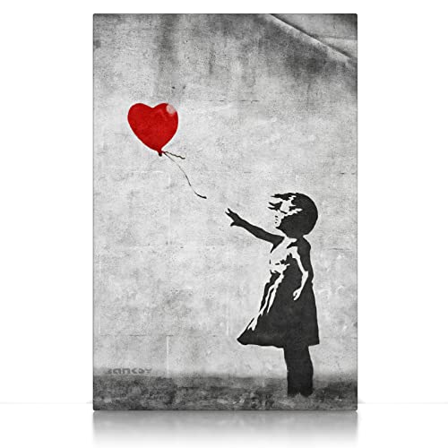 Banksy - Balloon Girl - Leinwand Bild - Mädchen mit rotem Ballon, Graffiti Wandbild Kunst Druck Wand Bilder XXL Wohnzimmer (80 x 60 cm, Leinwand auf Keilrahmen, Balloon Girl) von CanvasArts