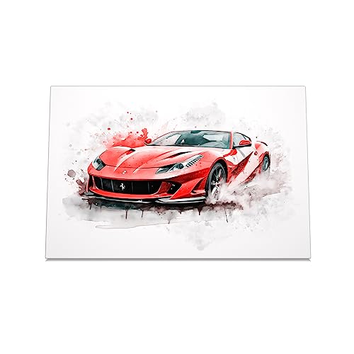 CanvasArts Watercolor Sketch Aquarell für Ferrari F12 - Leinwand Bild - Auto Artwork Modern Art Wandbild (70 x 50 cm, Leinwand auf Keilrahmen, Ferrari F12) von CanvasArts