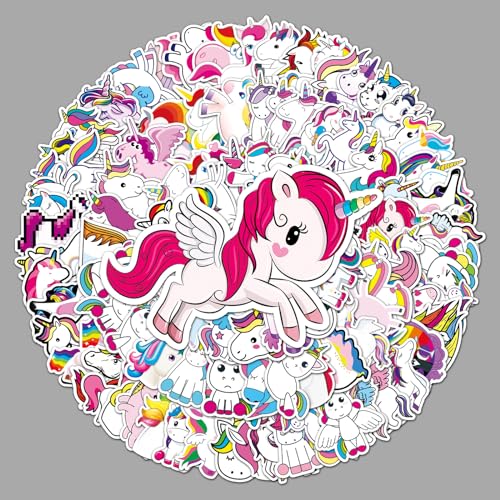 100 Stück Unicorn Vinyl Aufkleber für Wasserflaschen, Laptop, Computer, Skateboard, niedliches Aufkleber-Geschenk für Kinder, Teenager, wasserdicht von Canverlens