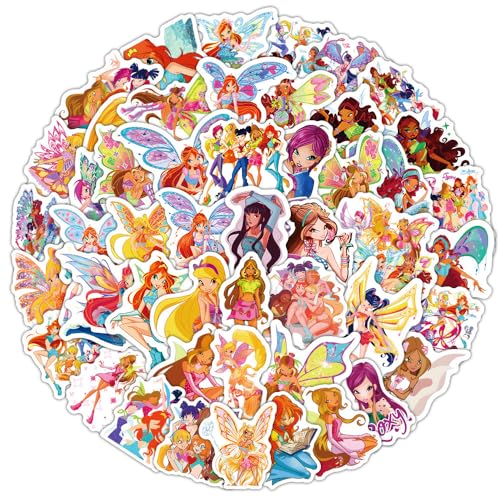 60 Stück Winx Club Vinyl Aufkleber für Wasserflaschen, Laptop, Computer, Skateboard, niedliches Aufkleber-Geschenk für Kinder, Teenager, wasserdicht von Canverlens