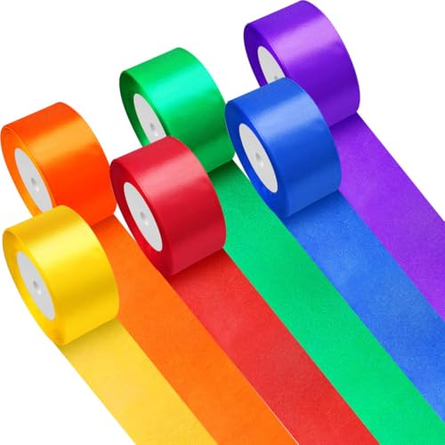 60m Seidenbänder Bunt, Geschenkband Breit, Regenbogen-Satinband 50mm Breit Bunte Bänder Wetterfest, Schleifenband Breit Bunte Große Stoffbänder für Geschenkverpackungen Hochzeit Basteln DIY von Capaneus