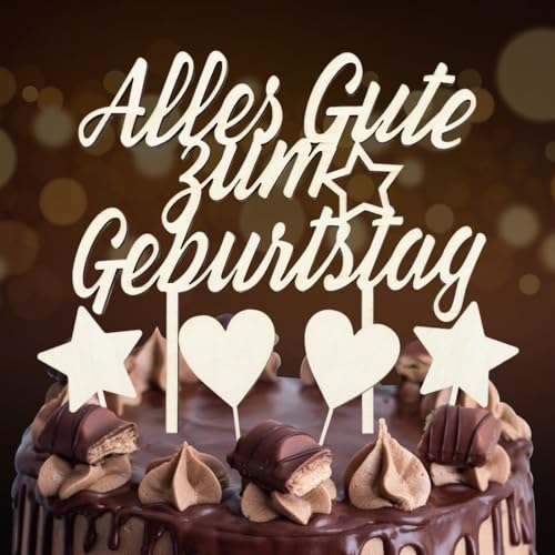 Alles Gute zum Geburtstag Cake Topper, Happy Birthday Tortendeko, Cake Topper Geburtstag Kuchen Deko, Tortendeko Geburtstag Holz, Torten Topper Geburtstag für Mädchen Jungen Frauen Mann von Capaneus