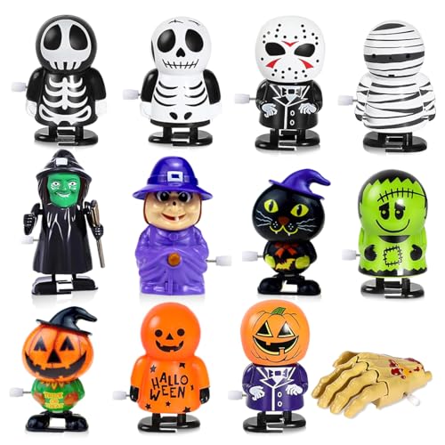 Capaneus 12 Stück Aufziehspielzeug Halloween Spielzeug Kinder, Halloween Spielzeug Wind up, Aufziehspielzeug Halloween Mitgebsel Kinder, Aufziehspielzeug Goody Bag Füllen, Stil A von Capaneus