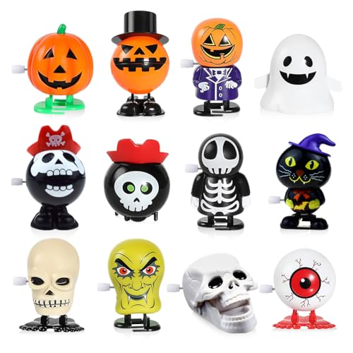 Capaneus 12 Stück Aufziehspielzeug Halloween Spielzeug Kinder, Halloween Spielzeug Wind up, Aufziehspielzeug Halloween Mitgebsel Kinder, Aufziehspielzeug Goody Bag Füllen, Stil B von Capaneus