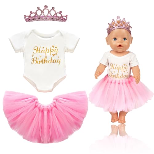 Capaneus Geburtstag Puppe Rosa Kleidung, Puppen Zubehör 43cm, Geburtstags Puppenkleider Zubehör Set, Americal Girl Dolls Blumenkleid Sommerkleid, Puppenkleider Puppenkleidung Set von Capaneus