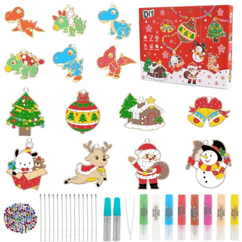 Kristallklebemalerei Weihnachtlich, 14 Stück DIY Kristallfarben Kunst und Bastelsets, Crystal Paint Arts and Crafts Set, DIY Kristall Pendant Weihnachten, Kristallfarben Christmas Crafts Kinder von Capaneus