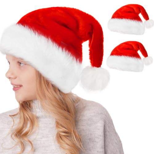 Weihnachtsmütze Nikolausmütze Kinder, 2pcs Weihnachtsmützen Baby, Samt Weihnachtsmann Mütze, Rot Santa Hat Verdicktes Plüschfutter, Christmas Hat für festliche Partys im neuen Jahr Weihnachtsfeier von Capaneus