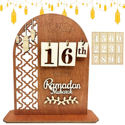 Capgoost Ramadan Kalender, Eid Mubarak Kalender, Ramadankalender Kinder, Ramadan Kalender 30 Tage Countdown, DIY Ramadan Dekoration aus Holz, Countdown Kalender Ornament Ramadan Geschenke für Kinder von Capgoost