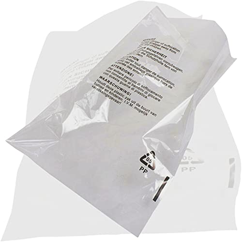 100 x selbstklebende transparente Zellophan-Kunststoffbeutel (Größe – 22,9 x 30,5 cm) transparente Verpackung Polybeutel mit Erstickungswarnung in 5 Sprachen – Kleidersäcke zum Präsentieren von von Capra Falconeri