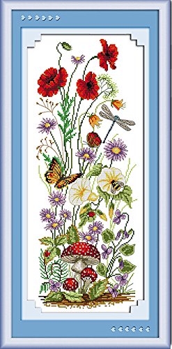 CaptainCrafts Stick-Set,Frühlingsmotiv, Schmetterling, Blumen, Libelle, weiß, STAMPED von CaptainCrafts