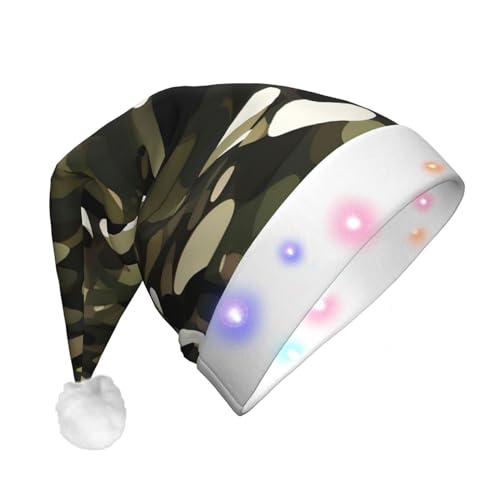 Abstrakte Camouflage-LED-Weihnachtsmütze für Erwachsene – multifunktionale Volldruck-Kopfbedeckung, perfekt für Festlichkeiten von CarXs