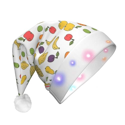 Bananen-Erdbeer-Ananas-LED-Weihnachtsmütze für Erwachsene – multifunktionale Volldruck-Kopfbedeckung, perfekt für Festlichkeiten von CarXs