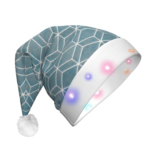 Blaue Gitter-LED-Weihnachtsmütze für Erwachsene – multifunktionale Volldruck-Kopfbedeckung, perfekt für Festlichkeiten von CarXs