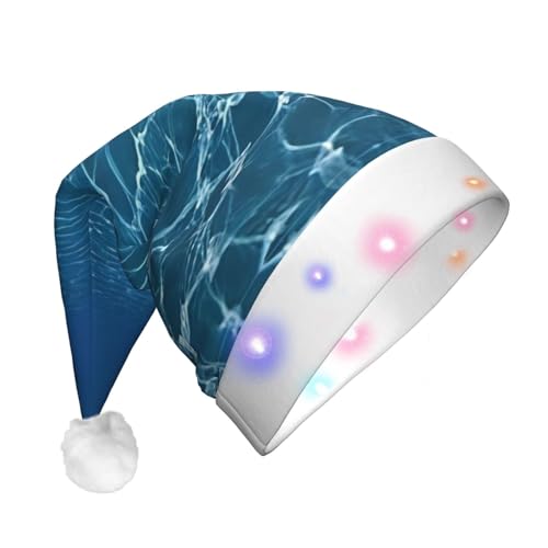 Blue Deep Ocean LED-Weihnachtsmütze für Erwachsene – multifunktionale Volldruck-Kopfbedeckung, perfekt für Festlichkeiten von CarXs