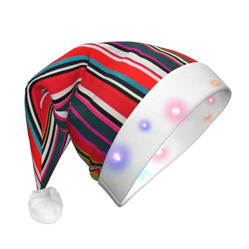 Bunte Streifen LED-Weihnachtsmütze für Erwachsene – multifunktionale Volldruck-Kopfbedeckung, perfekt für Festlichkeiten von CarXs