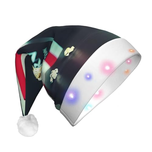 Film-Schindel- und Popcorn-LED-Weihnachtsmütze für Erwachsene – multifunktionale Volldruck-Kopfbedeckung, perfekt für Festlichkeiten von CarXs