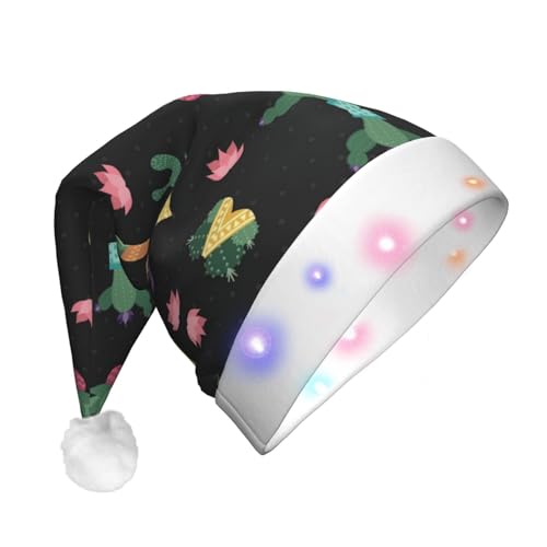 Kaktus.. LED-Weihnachtsmütze für Erwachsene – multifunktionale Volldruck-Kopfbedeckung, perfekt für Festlichkeiten von CarXs