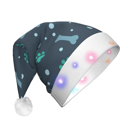 Knochen und Hundekrallen LED-Weihnachtsmütze für Erwachsene – multifunktionale Volldruck-Kopfbedeckung, perfekt für Festlichkeiten von CarXs