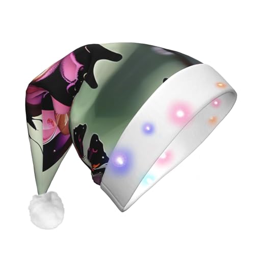 LED-Weihnachtsmütze für Erwachsene mit Blumen-Rose, Schmetterling, multifunktional, volldruckend, perfekt für Festlichkeiten von CarXs