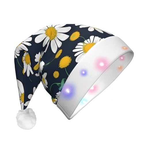 LED-Weihnachtsmütze für Erwachsene mit floralem Gänseblümchenmuster, multifunktionale Kopfbedeckung, perfekt für Festlichkeiten von CarXs
