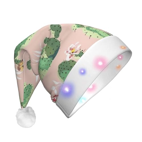 LED-Weihnachtsmütze mit Kaktusmuster für Erwachsene – multifunktionale Volldruck-Kopfbedeckung, perfekt für Festlichkeiten von CarXs