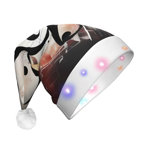 LED-Weihnachtsmütze mit Musiknoten für Erwachsene – multifunktionale Volldruck-Kopfbedeckung, perfekt für Festlichkeiten von CarXs