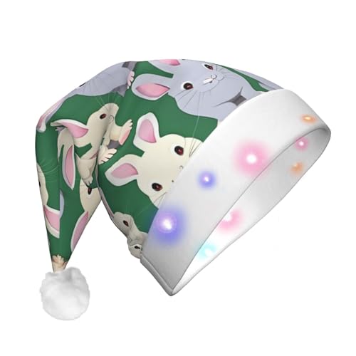 Many Bunny Cute Led Christmas Hat For Adults - Multifunctional Full-Print Headwear, Perfect For Festivities von CarXs