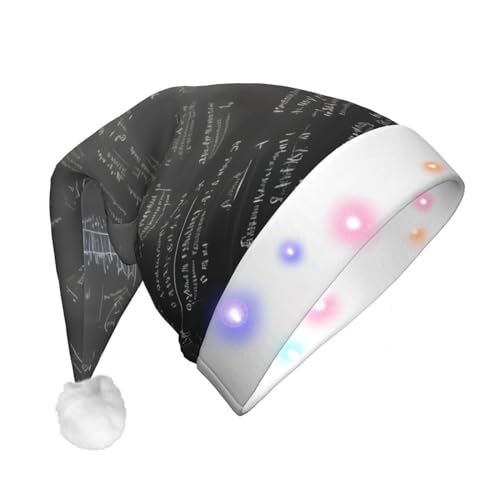 Mathe-Symbole Muster LED-Weihnachtsmütze für Erwachsene – multifunktionale Volldruck-Kopfbedeckung, perfekt für Festlichkeiten von CarXs