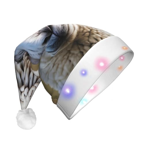 Niedliches Lama-Muster LED-Weihnachtsmütze für Erwachsene – multifunktionale Volldruck-Kopfbedeckung, perfekt für Festlichkeiten von CarXs