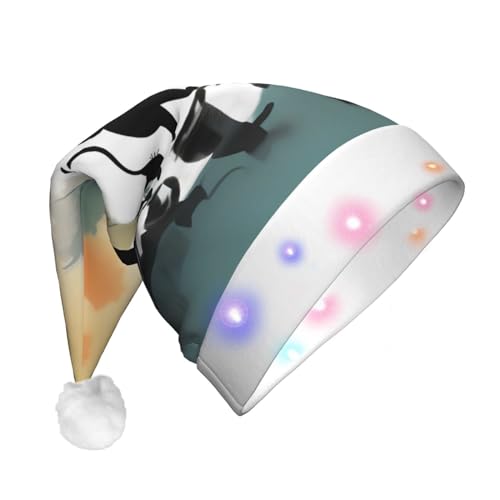 Niedliches fröhliches Kätzchen-LED-Weihnachtsmütze für Erwachsene – multifunktionale Volldruck-Kopfbedeckung, perfekt für Festlichkeiten von CarXs